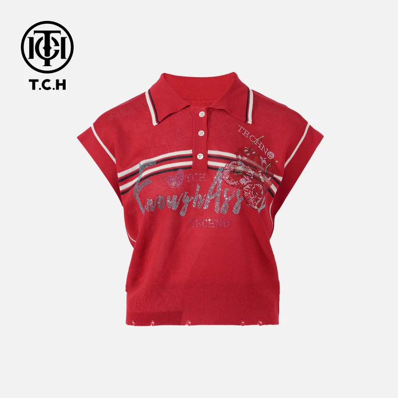 TCH私服烫钻工艺新时尚淑女百搭潮流针织衫女T75B09E5066轻奢tch