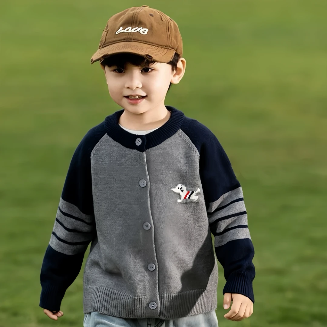 男童外套2025秋冬新款加厚保暖中大童休闲韩版针织衫打底潮开衫