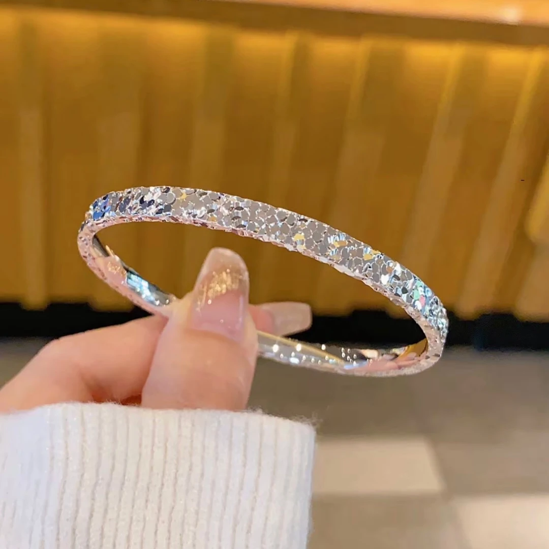 足银手镯 A18碎冰冰银手镯9999年轻款气质七夕礼物百搭气质时尚