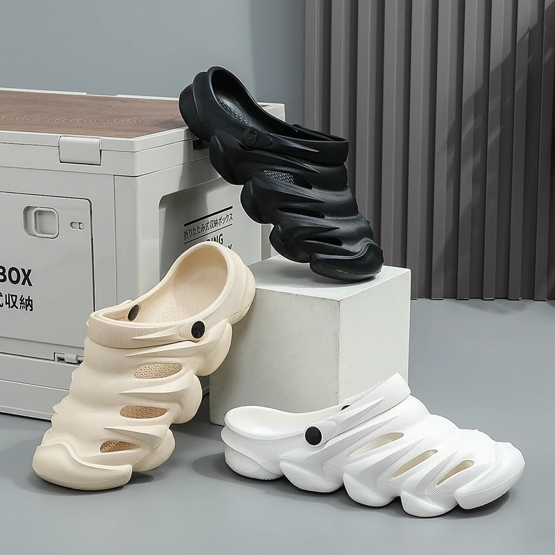 夏季新款椰子洞洞凉鞋男士软底透气百搭时尚运动包头拖鞋户外两穿