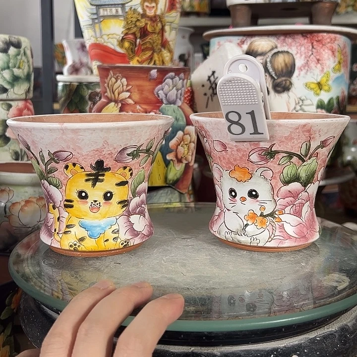 景德镇手绘花盆满38包邮