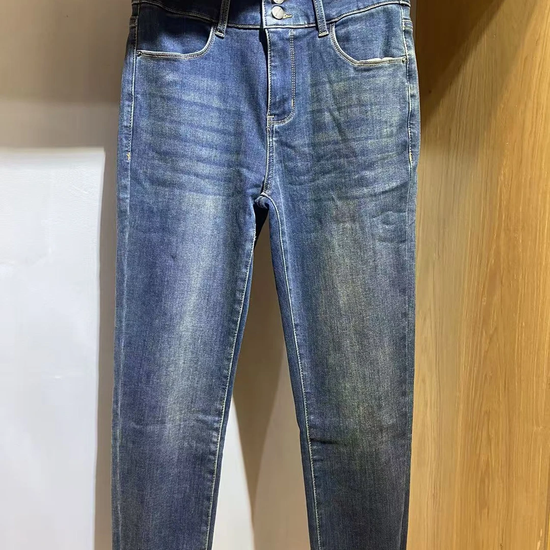 小个子女生高腰修身九分小脚牛仔裤显瘦显高百搭