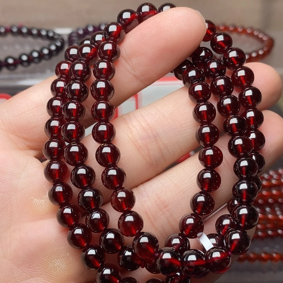 石榴石手链未镶嵌卡6.6高品质全净体酒红