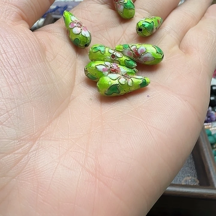 玛瑙/玉髓未镶嵌珠宝半成品3个8x20m景泰蓝水滴