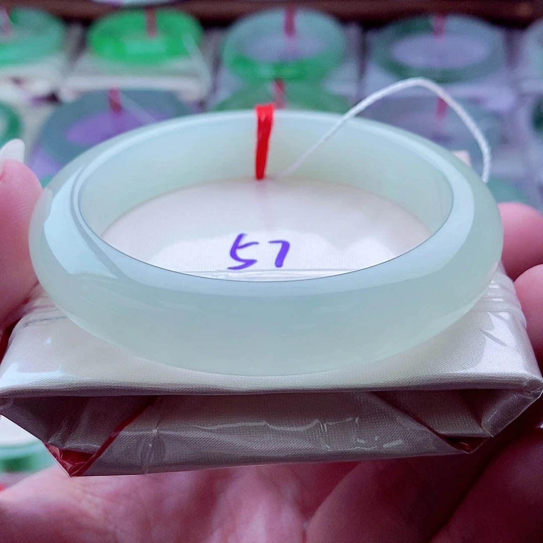 翡翠未镶嵌手镯595冰透冰胶珠光宝气晴水绿