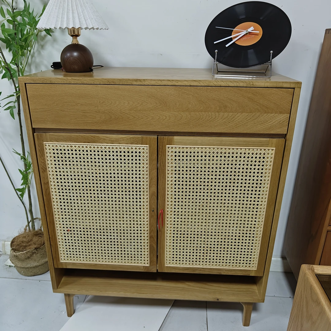 全实木鞋柜91*42*109白橡木鞋厨简约门厅柜入户储物柜置物柜