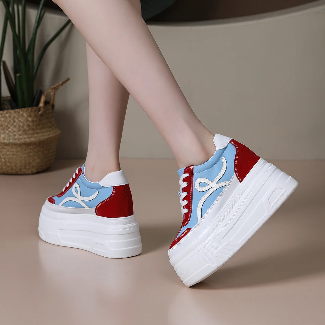 超高跟10-12厘米内增高小白鞋秋冬季新款厚底女鞋时尚百搭休闲鞋