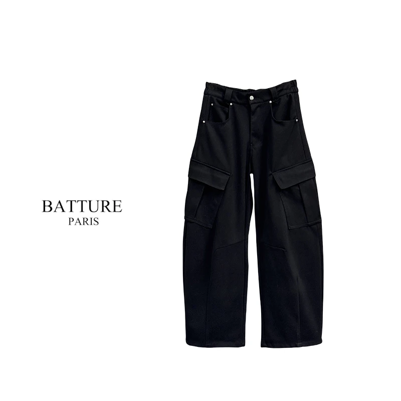 【DB】潮流款工装裤男士休闲宽松百搭复古多口袋长裤纯色直筒24026