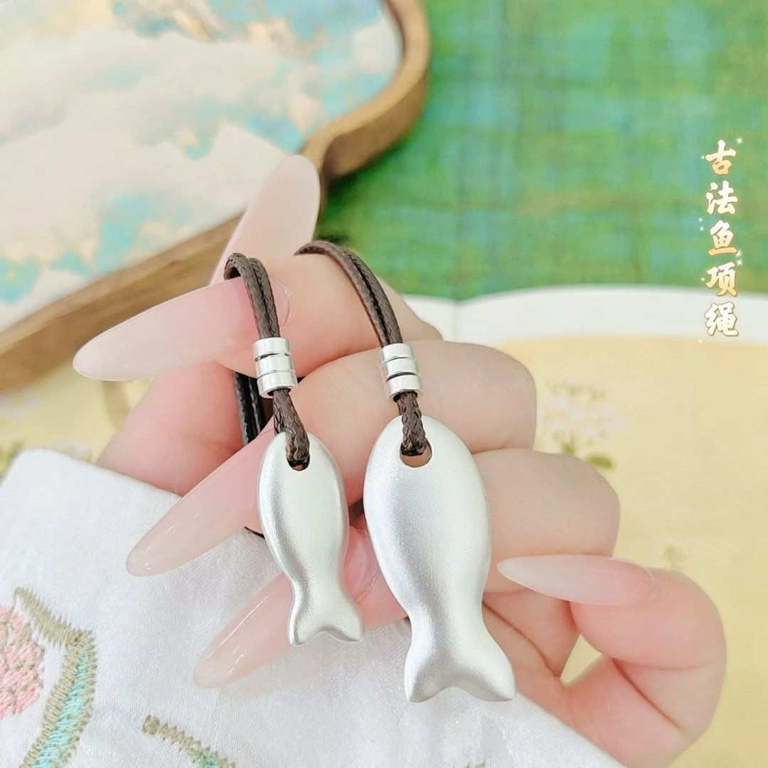 吊坠足银 足银999吊坠 古法实心小鱼吊坠 复古时尚简约吊坠