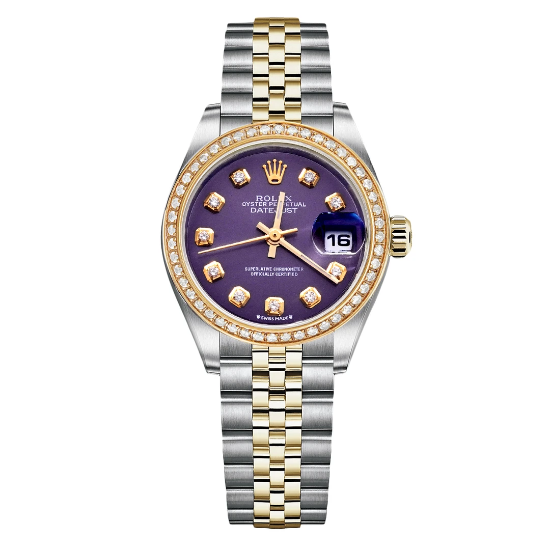 99新 Rolex/劳力士 女装日志系列69173紫盘后钻腕表/WHP031003