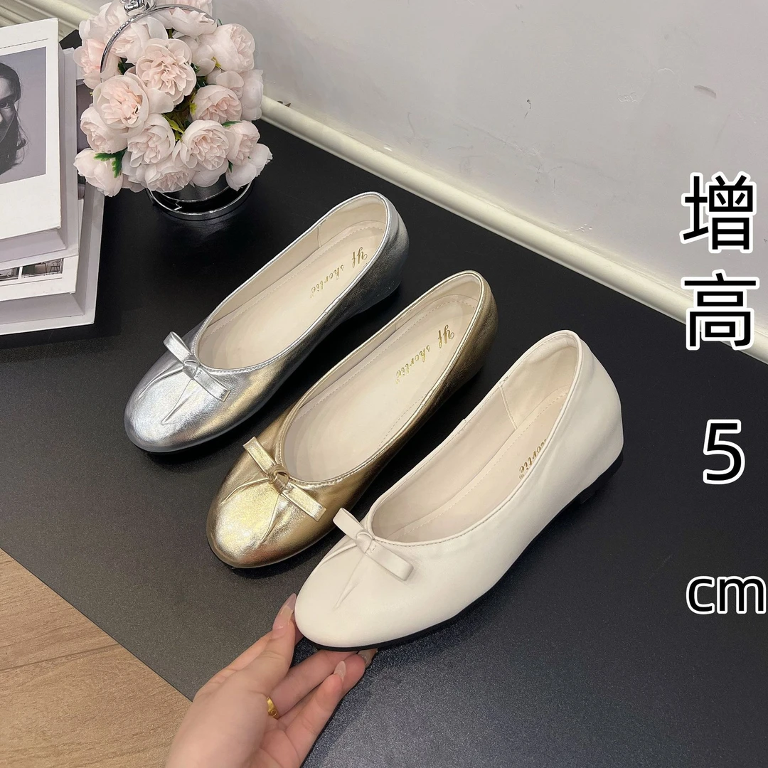 增高5cm仙女风平底鞋圆头软底芭蕾单鞋女夏季外穿配裙子不累脚鞋