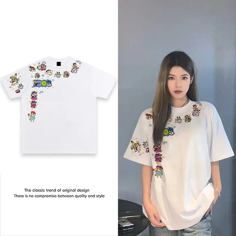 高街美式白色短袖t恤ins女款男款2025新款爆款正常穿搭推荐夏季