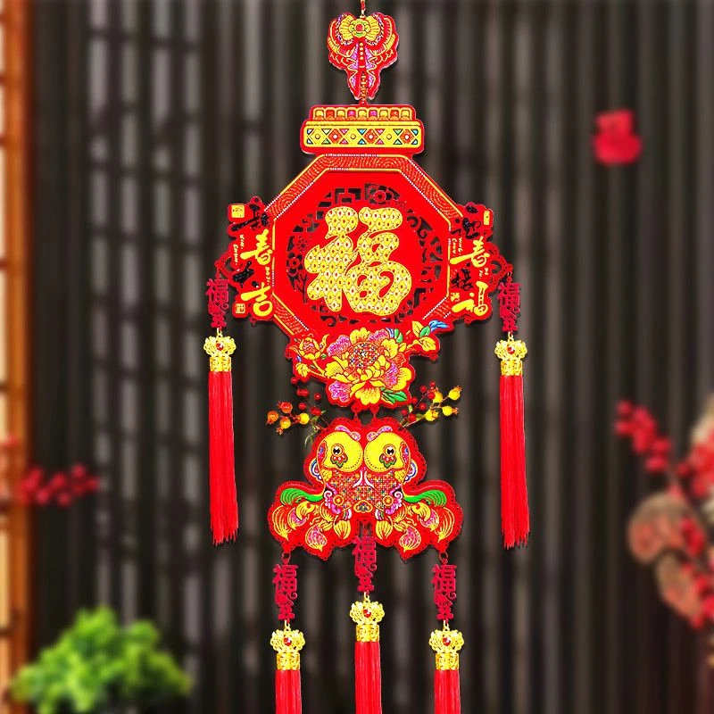 中国结挂件客厅大厅八方来财挂件新年电视背景墙上装饰品