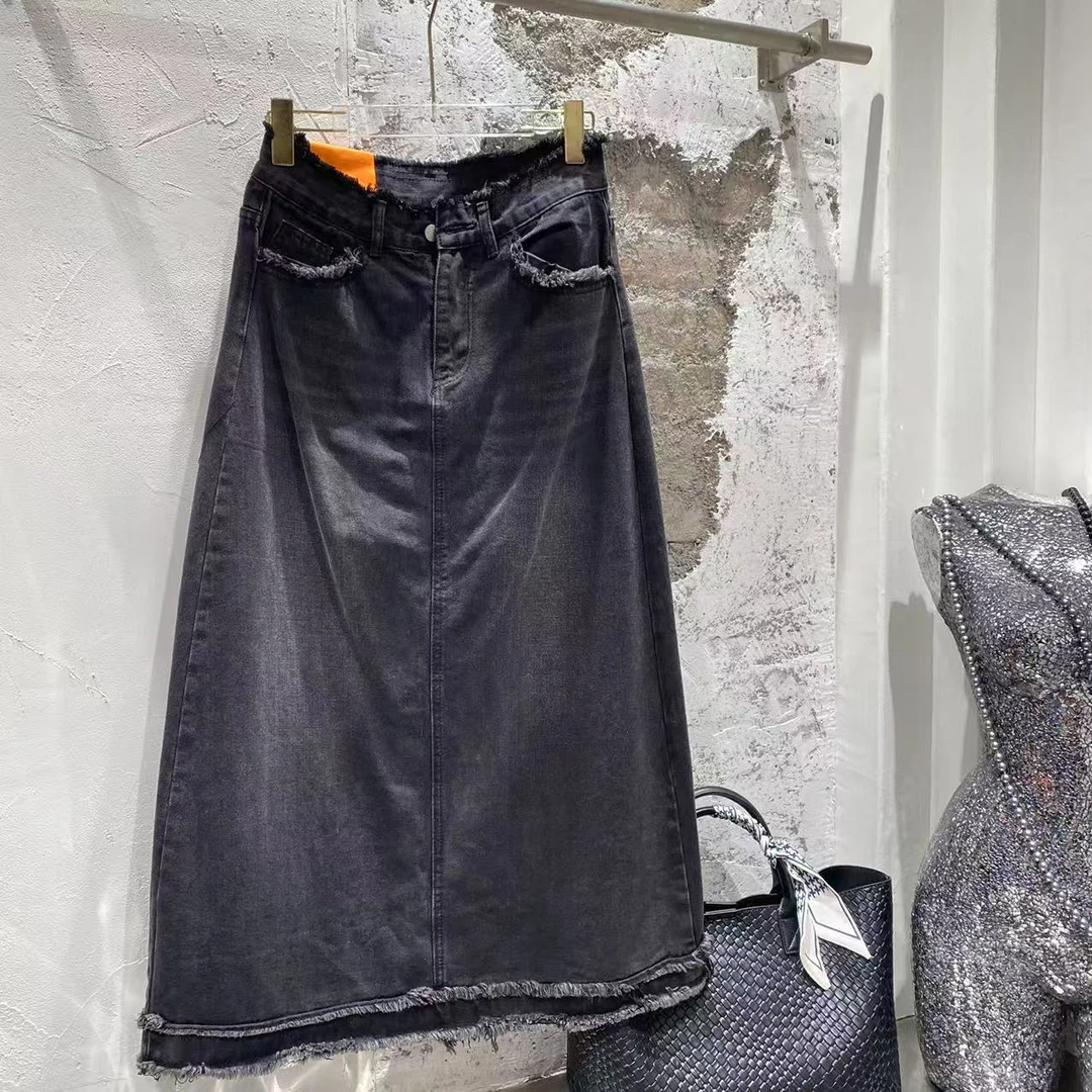 【优搭严选】时尚百搭设计款气质休闲牛仔A摆裙C26