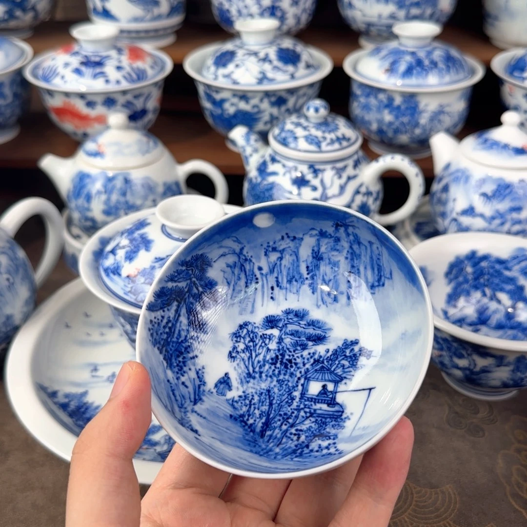 景德镇夜景山水普洱杯