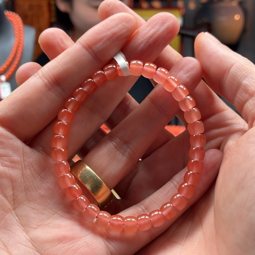 南红玛瑙未镶嵌手串原矿保山南红杨柳冰粉手串卡6.5