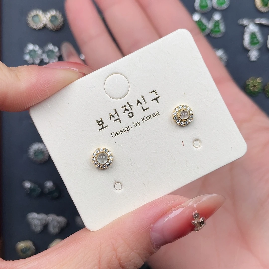 翡翠银S925镶嵌耳饰0000