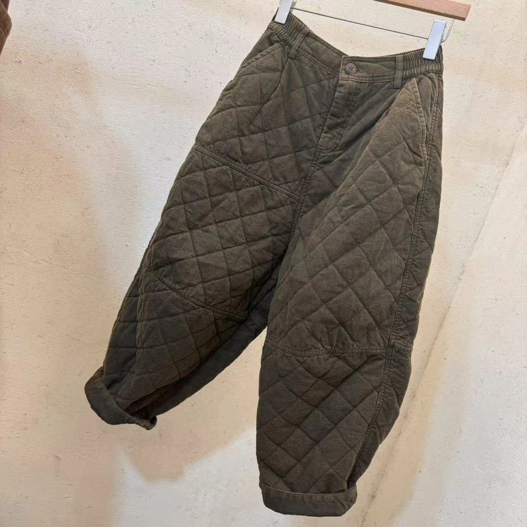 忆古衣牧了然2411026设计款高定气质时尚休闲雨露麻交织脚口棉裤