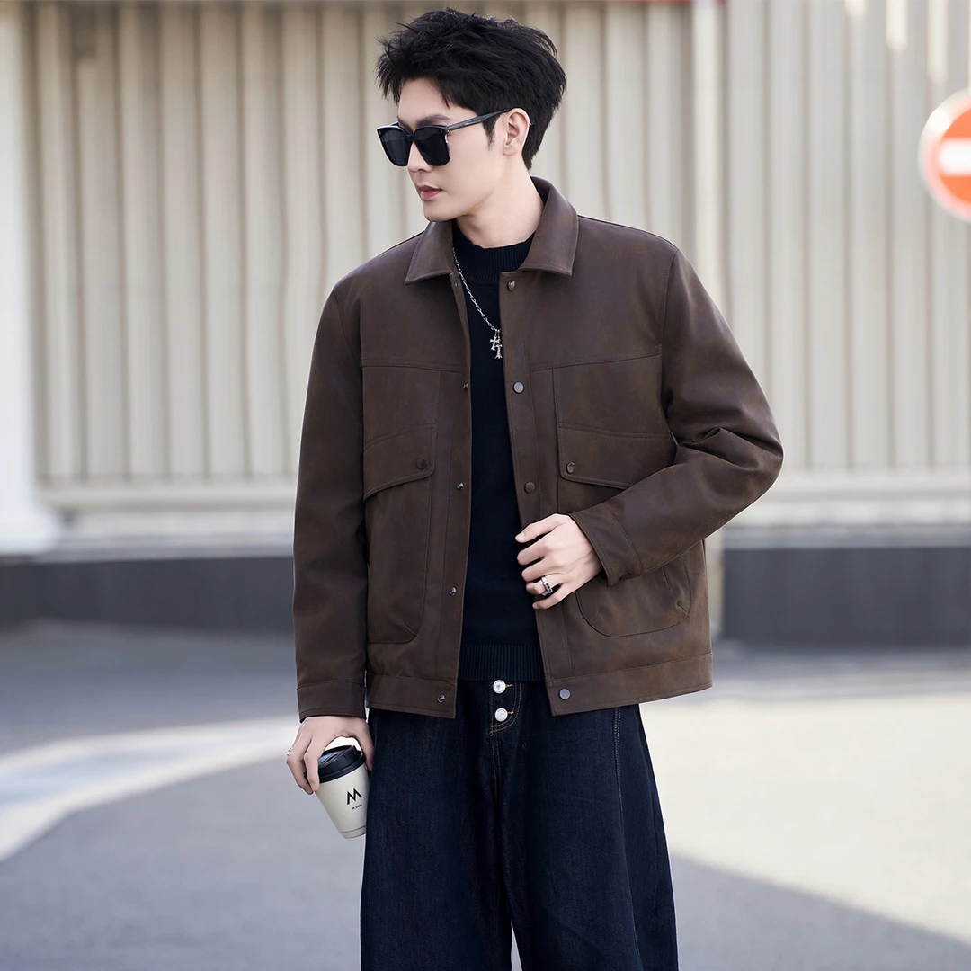 【彤彤】极寒系列新国标90绒 皮羽绒服2025冬新品男士翻领夹克外套