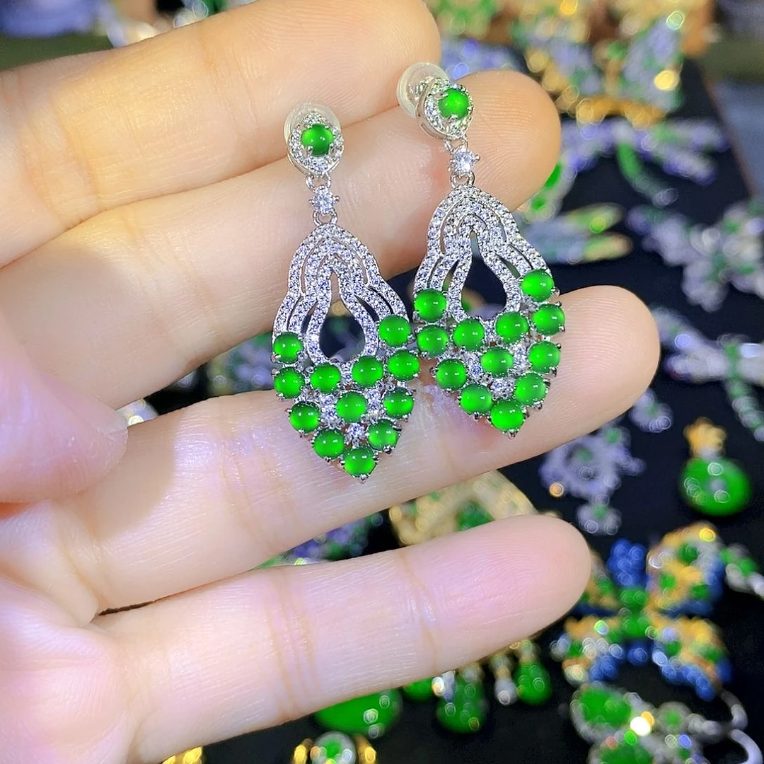 吊坠(不含链)银S925镶嵌翡翠