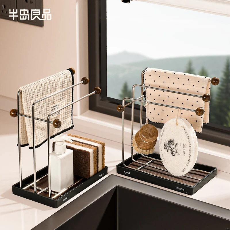 【TOOLCLUB】抹布沥水架不锈钢家用高档洗碗布海绵窗台厨房晾抹布架