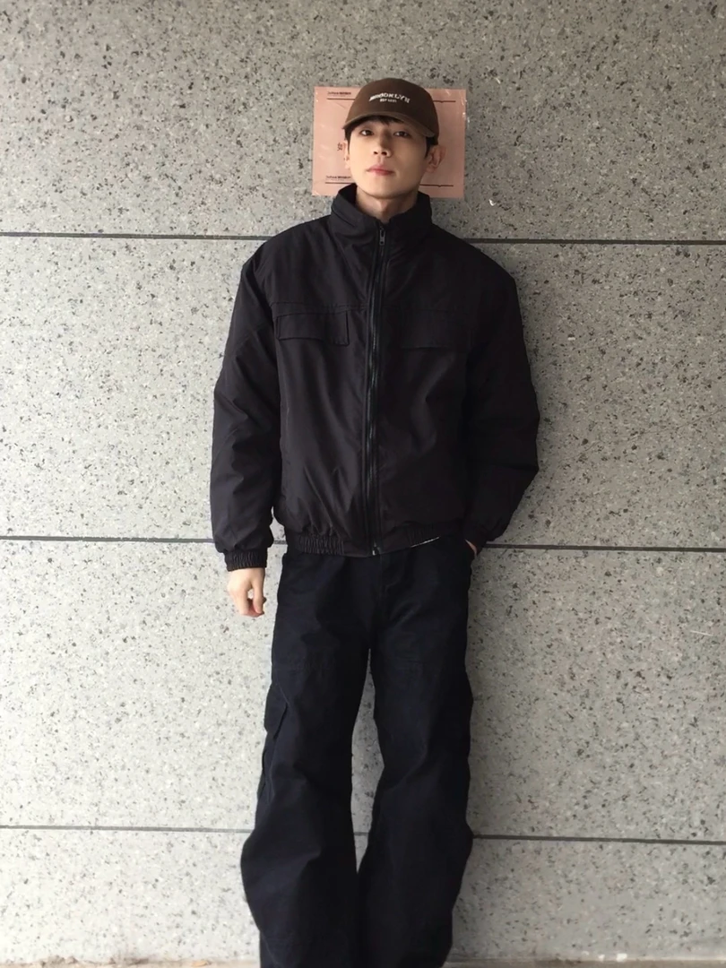 美式复古飞行夹克男立领工装解构拼接棉服外套宽松百搭保暖棉衣