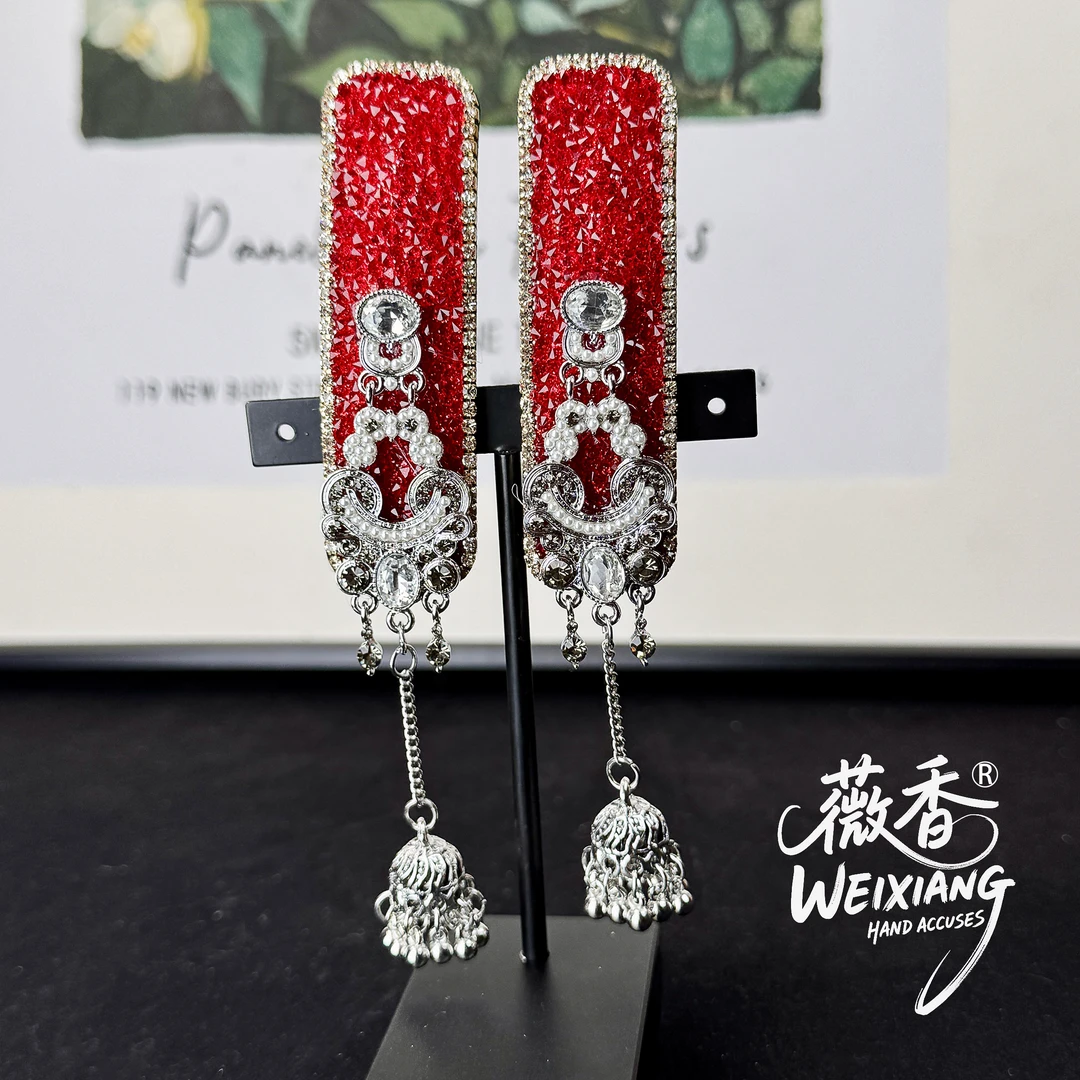 weixiang/薇香038喜庆年味红色喜庆结婚新娘掰掰夹BB夹复古发夹