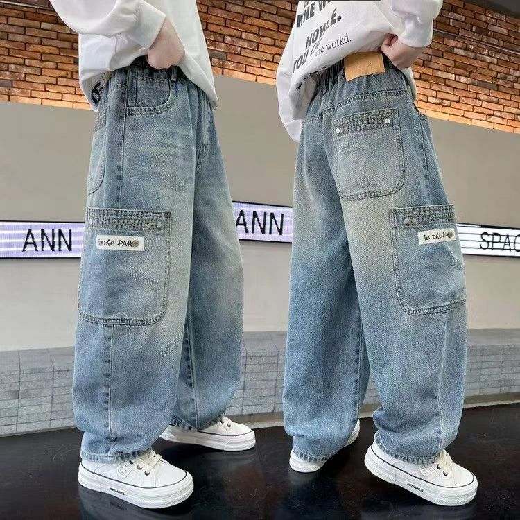 503161童装男童秋季2025新款牛仔裤休闲牛仔长裤男童时尚牛仔裤