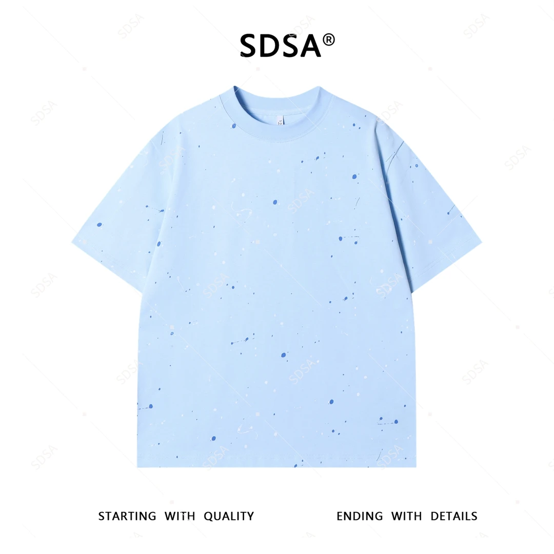 SDSA夏季新款男士痞帅简约泼墨圆领短袖T恤小众设计高级感上衣