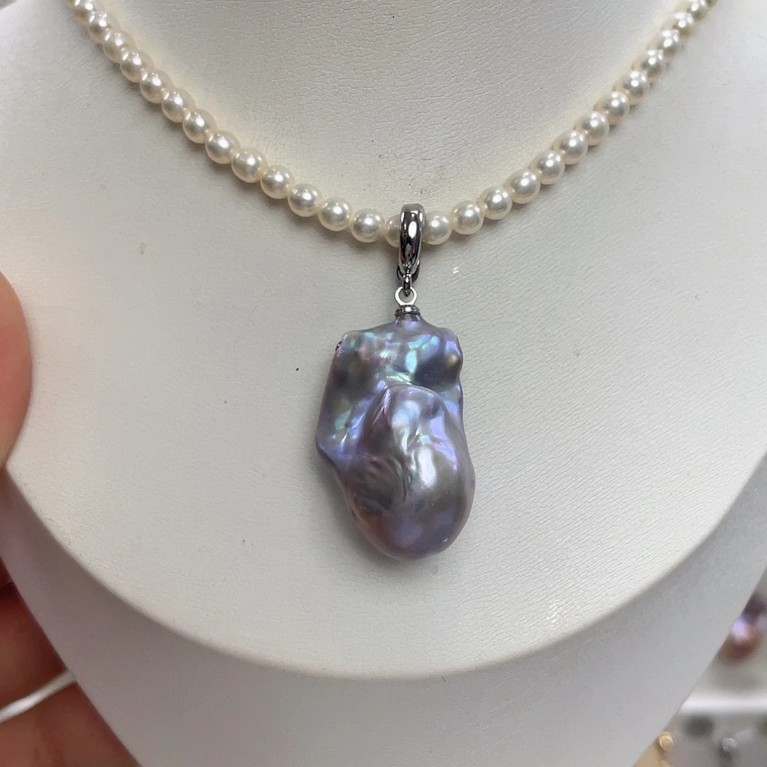 淡水珍珠银S925镶嵌颈饰