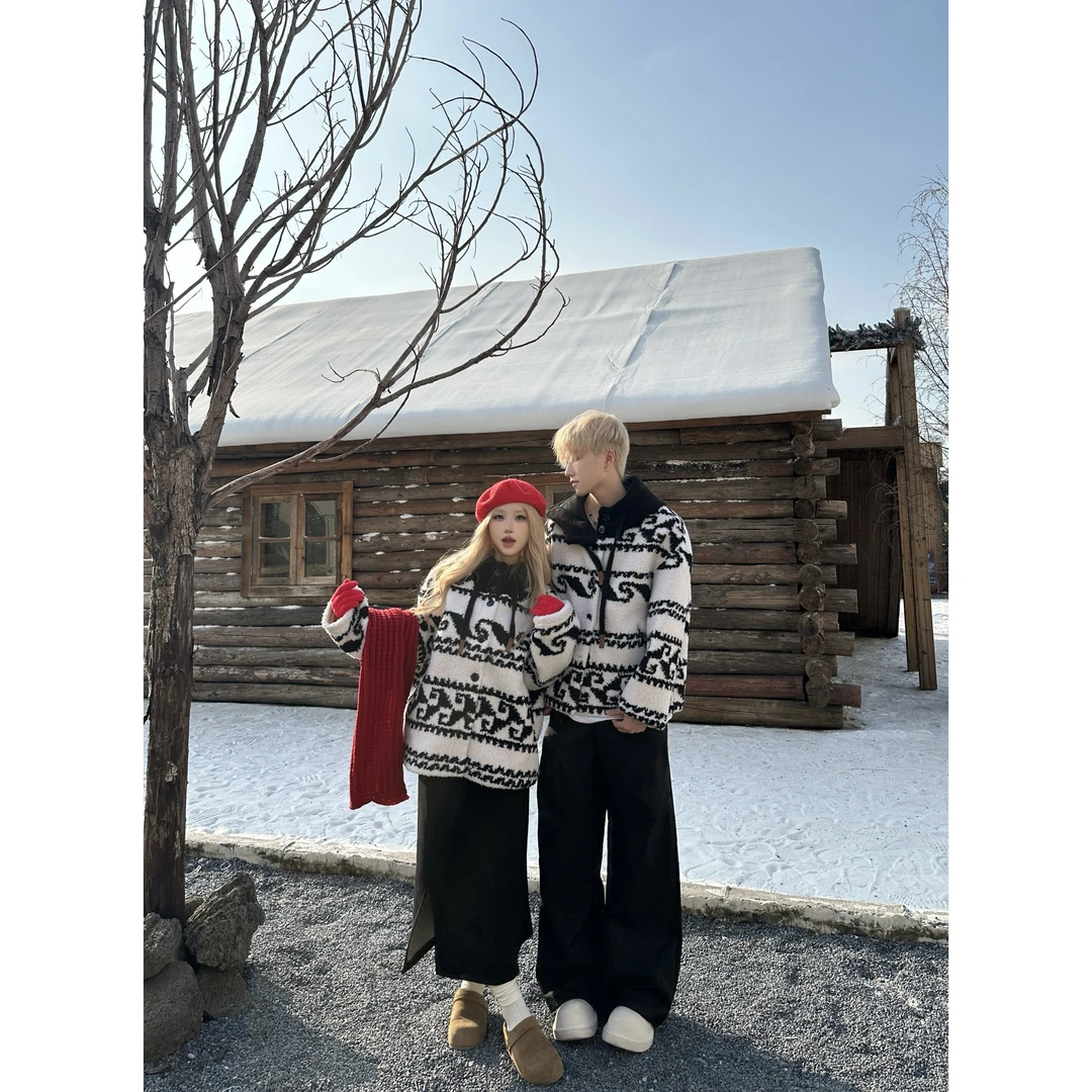 情侣装冬季韩版宽松羊羔毛棉服男女高级感加厚棉袄棉衣连帽外套潮