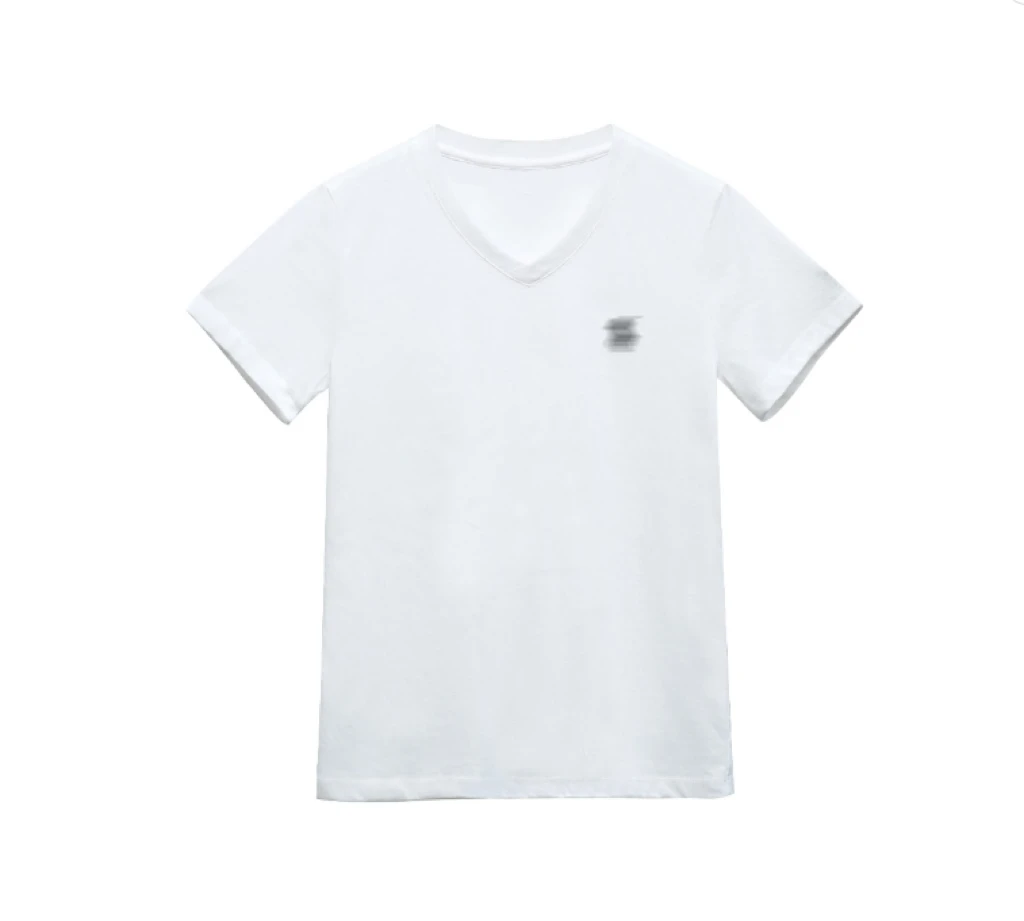 直筒版型V领短袖小马刺绣白色T恤套装时尚夏季春夏0031