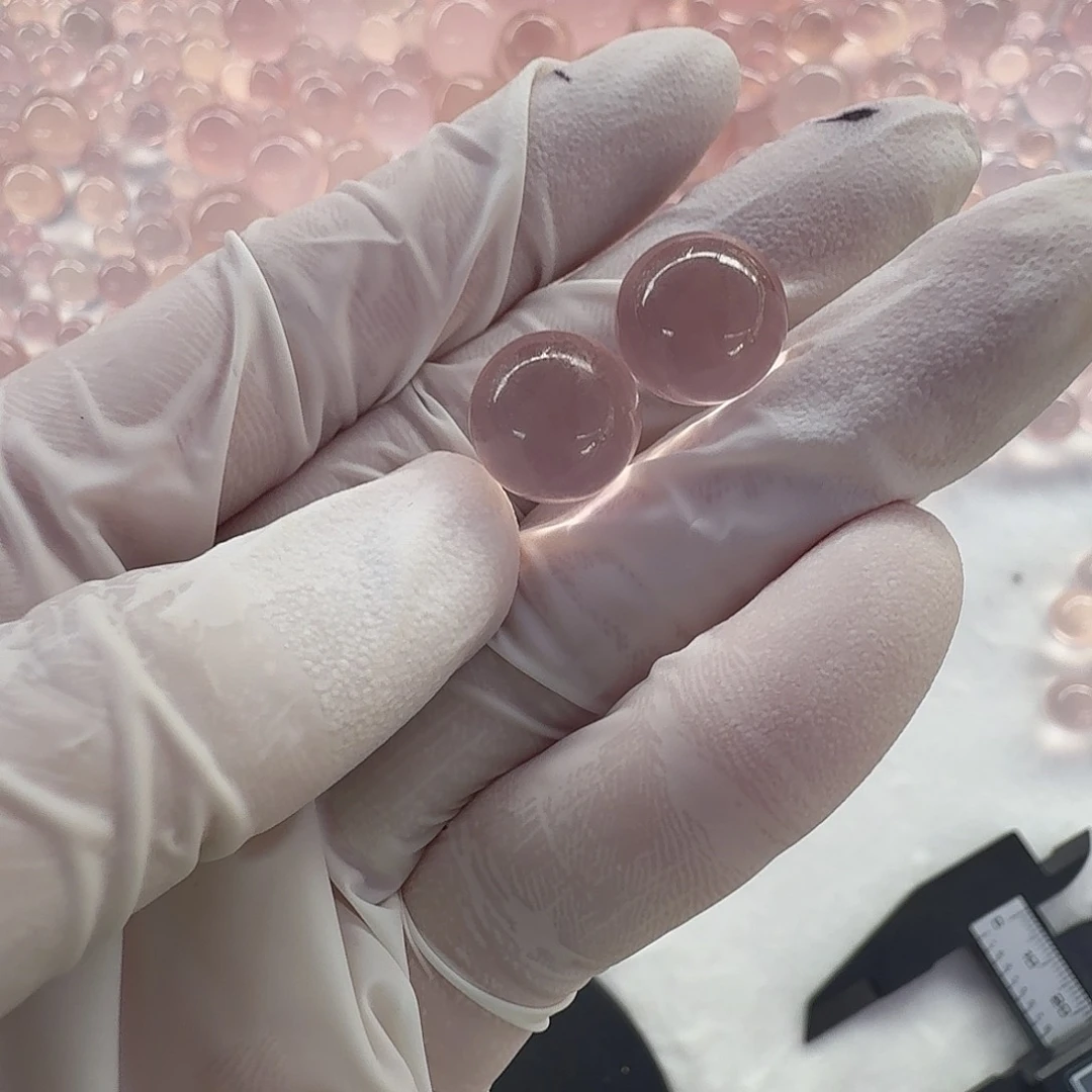 粉水晶11mm打孔定制不换未镶嵌水晶霏*