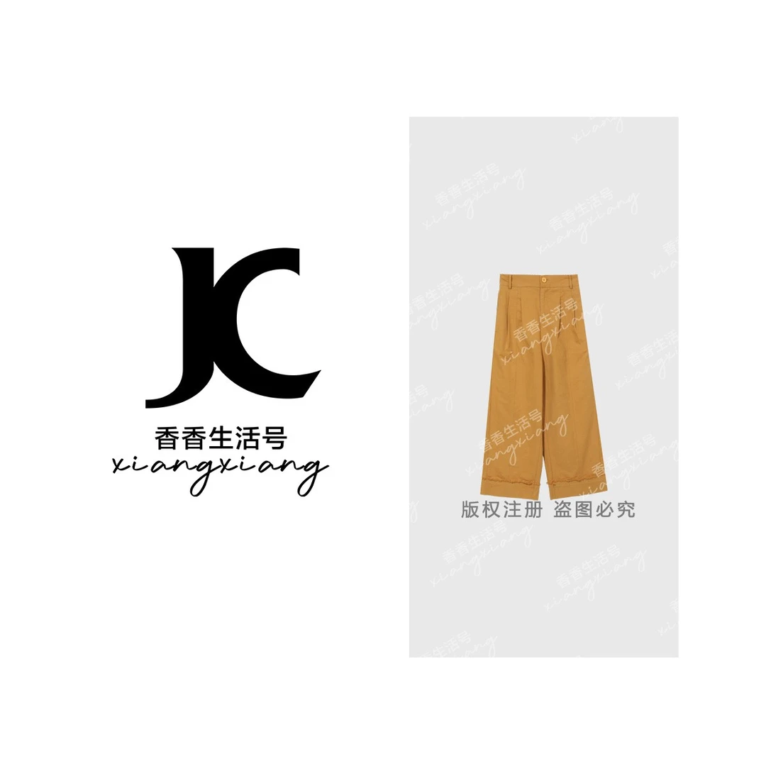 【香香严选】“焦糖简约”高腰阔腿裤褶皱纹理尽显干练洒脱f6677