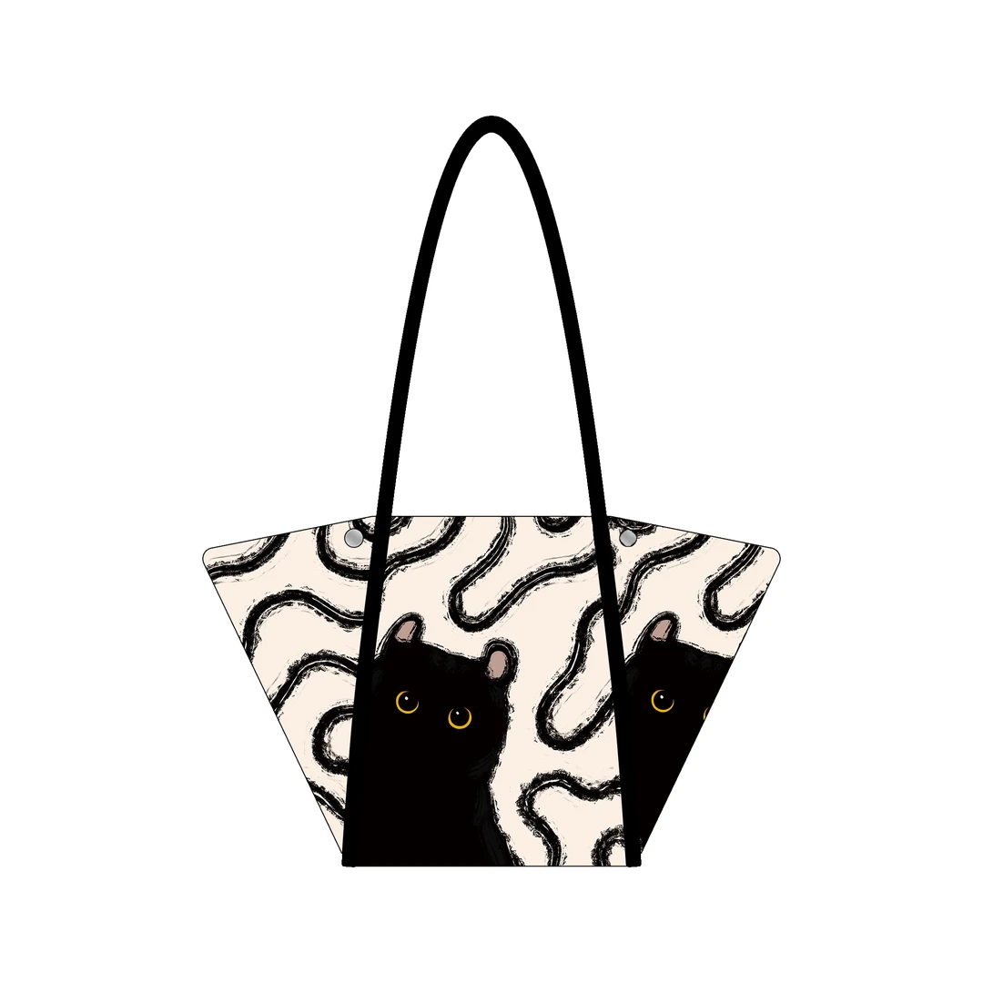 嘉哥 插画师款小煤球百搭小众休闲元宝包单肩书店大容量帆布包