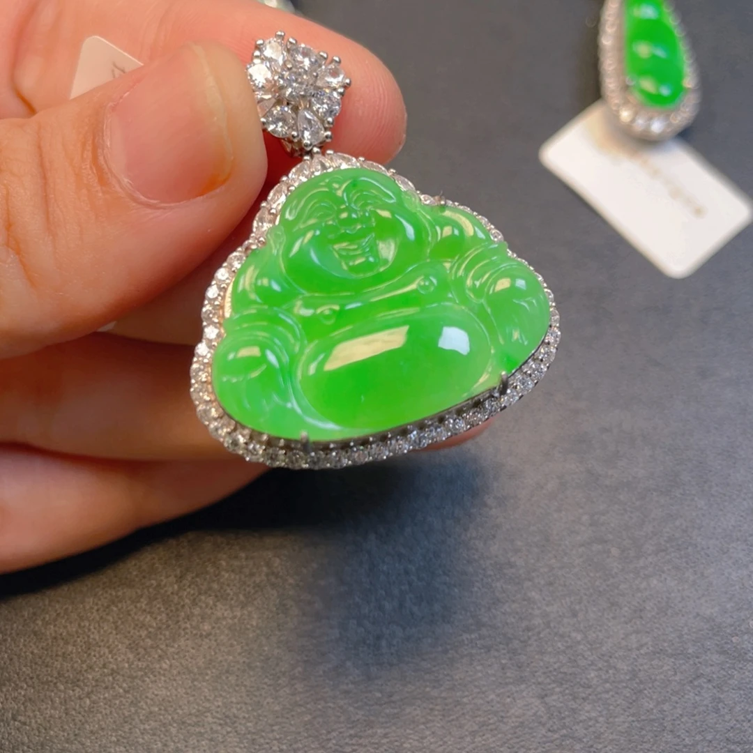 翡翠银S925镶嵌吊坠(不含链)