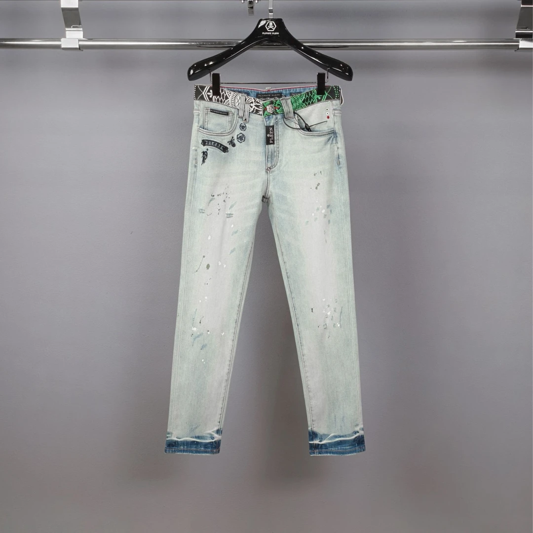 PLIPHPP PLEPN正品PP奢牌贝尔维亚绿男士修身弹力经典牛仔裤9946