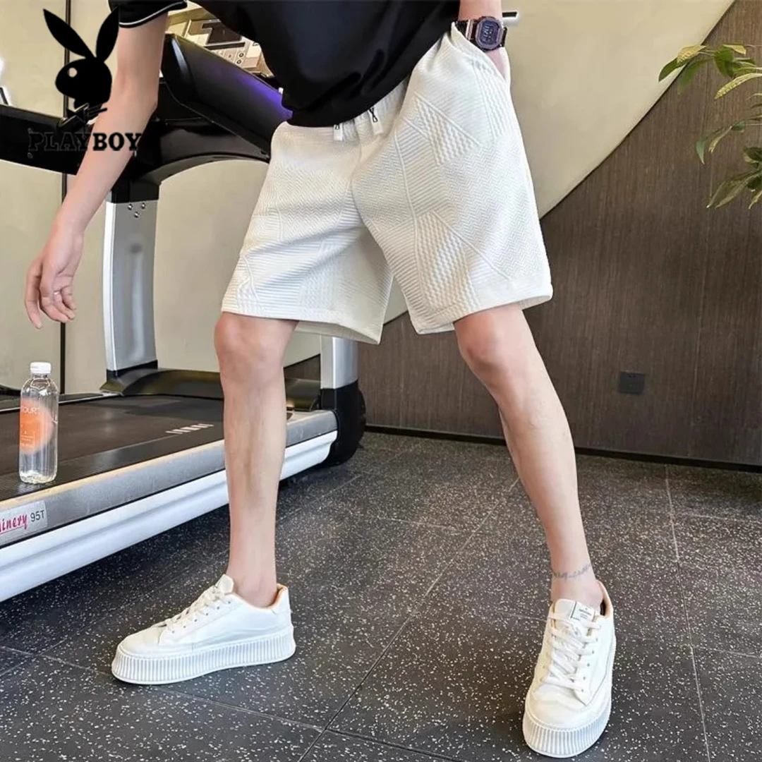 花花公子夏季新款男士短裤潮牌百搭高级感休闲运动五分裤沙滩裤子