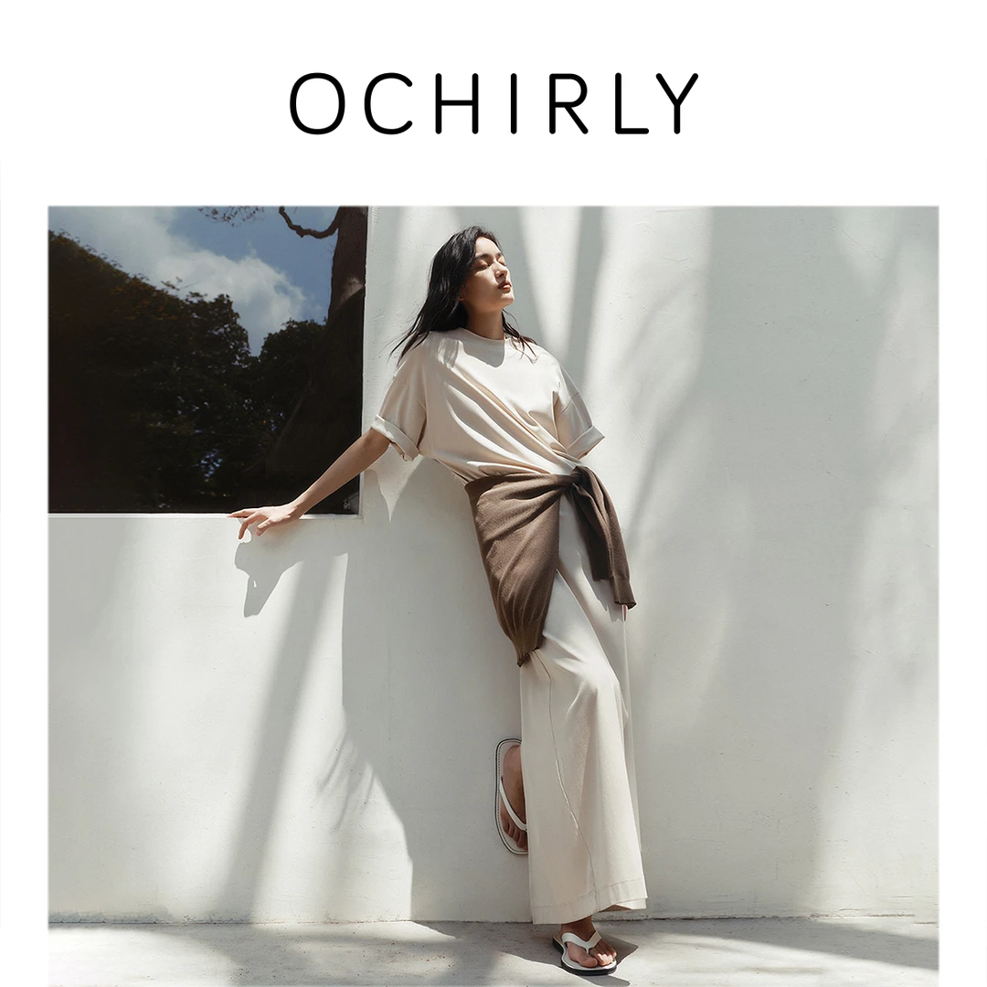 OCHIRLY欧时力丝光圆领连衣裙女长裙松弛感夏商场同款2025新品