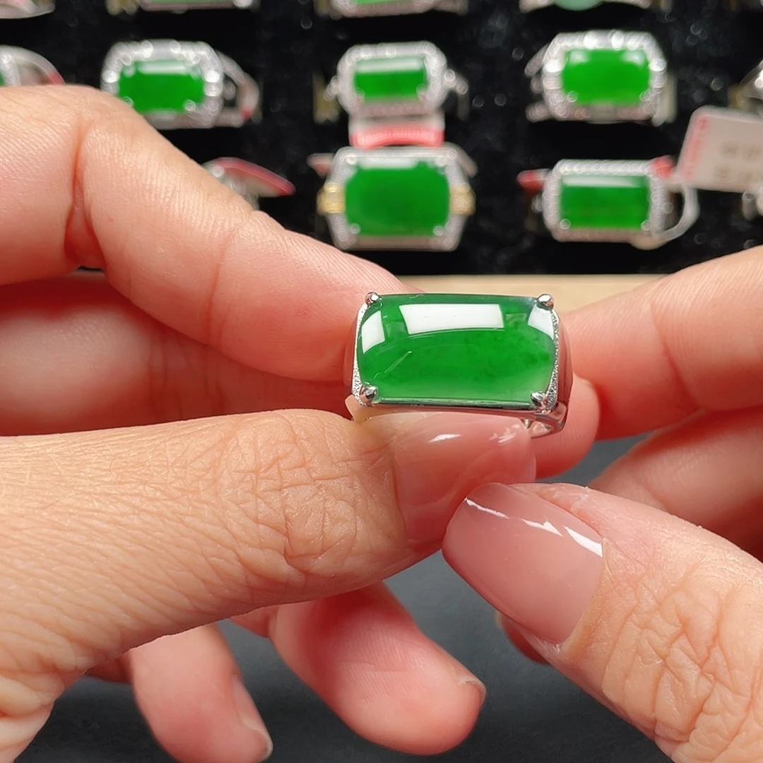 翡翠银S925镶嵌戒指编号4116没运费险