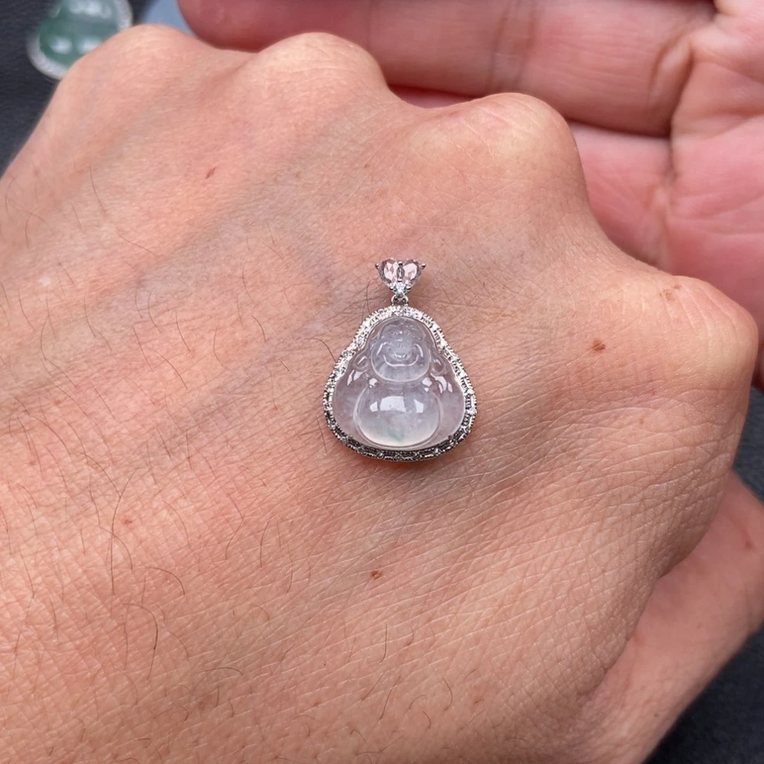 翡翠18K金镶嵌吊坠(不含链)佛公