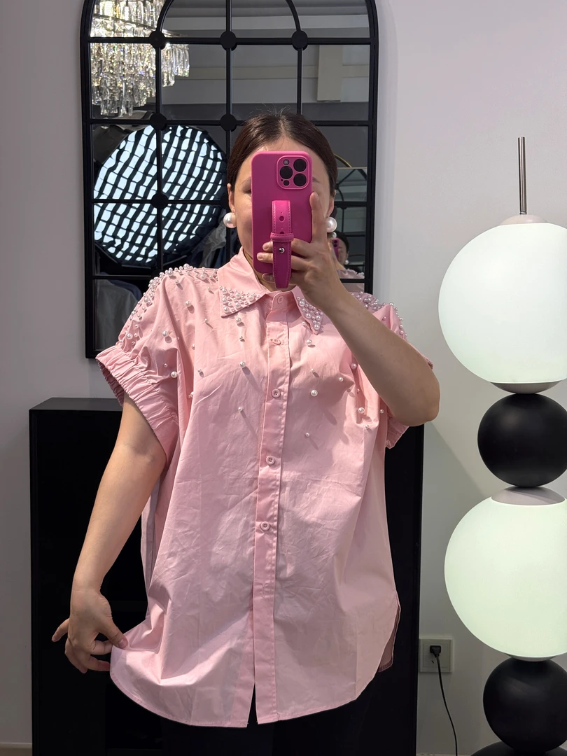 iselrag《亿瑟礼色彩》女装新款重工顶珠设计感宽松大板衬衣显瘦