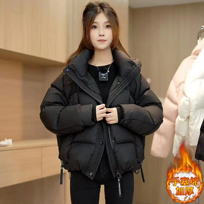 洋气减龄高级连帽宽松棉服2025年秋冬新款夹绵加厚韩版时尚面包服