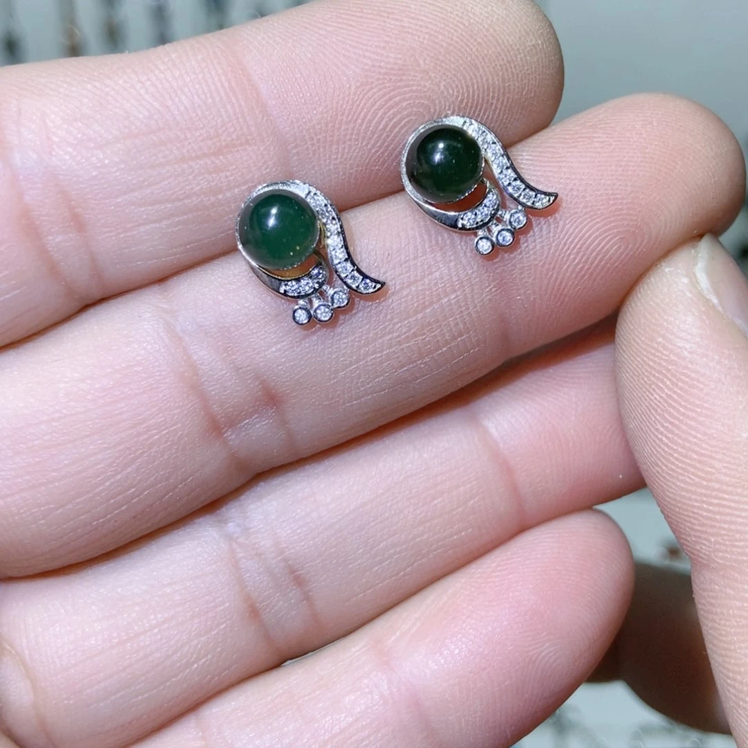 绿水晶戒指银S925镶嵌木*心