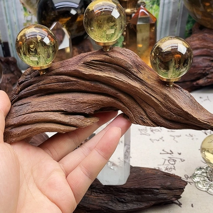 水晶珠宝半成品未镶嵌黄水晶球摆件