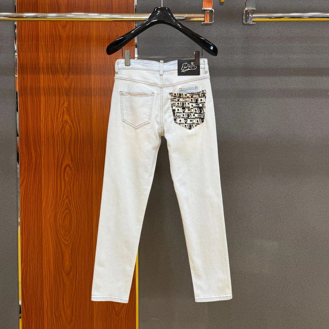 PLIPHPP PLEPN正品PP 2025 鱼白浅蓝高奢男士修身弹力牛仔裤9929