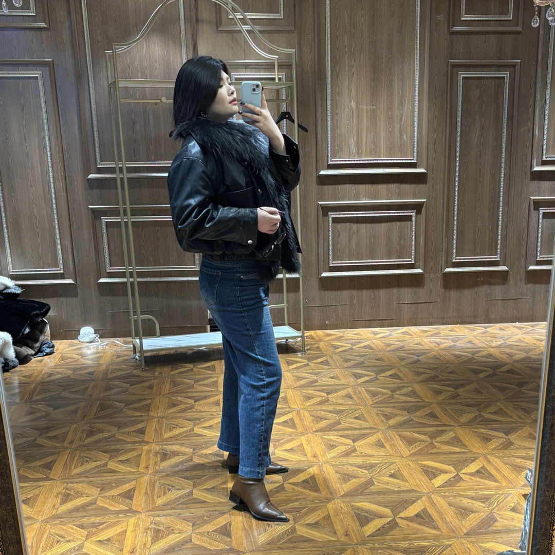 INS风显瘦百搭貉子毛毛领女女士新潮风休闲厚款短外套翻领