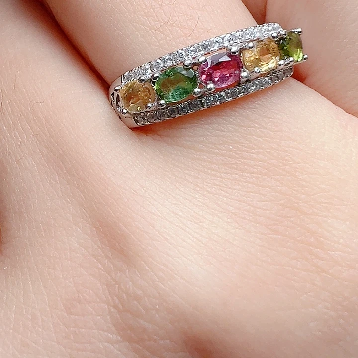 碧玺戒指银S925镶嵌