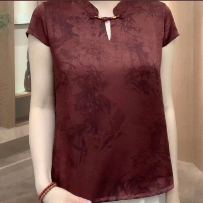 新中式一粒扣盘扣夏季中老年妈妈小衫