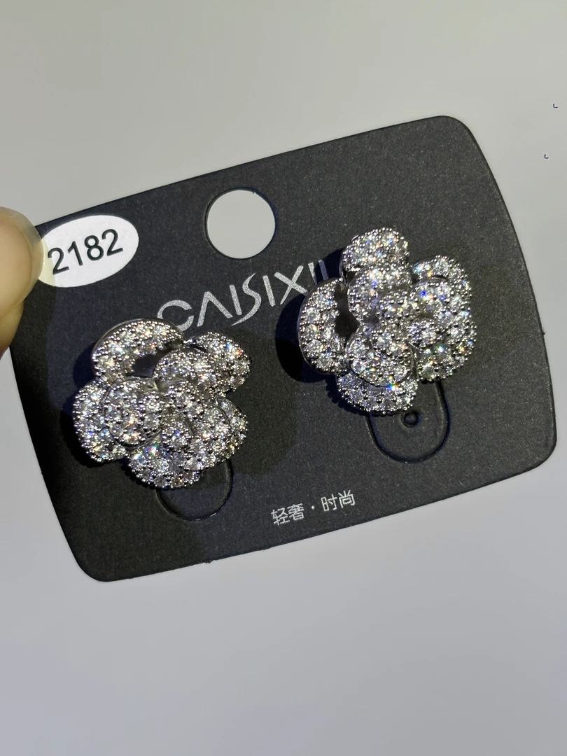 铜合金布艺耳饰 2740-0182重瓣玫瑰新娘礼服气质轻奢时尚简约百搭